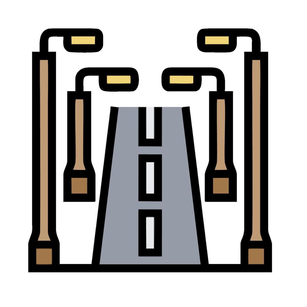 A road with a bridge and a light pole vector