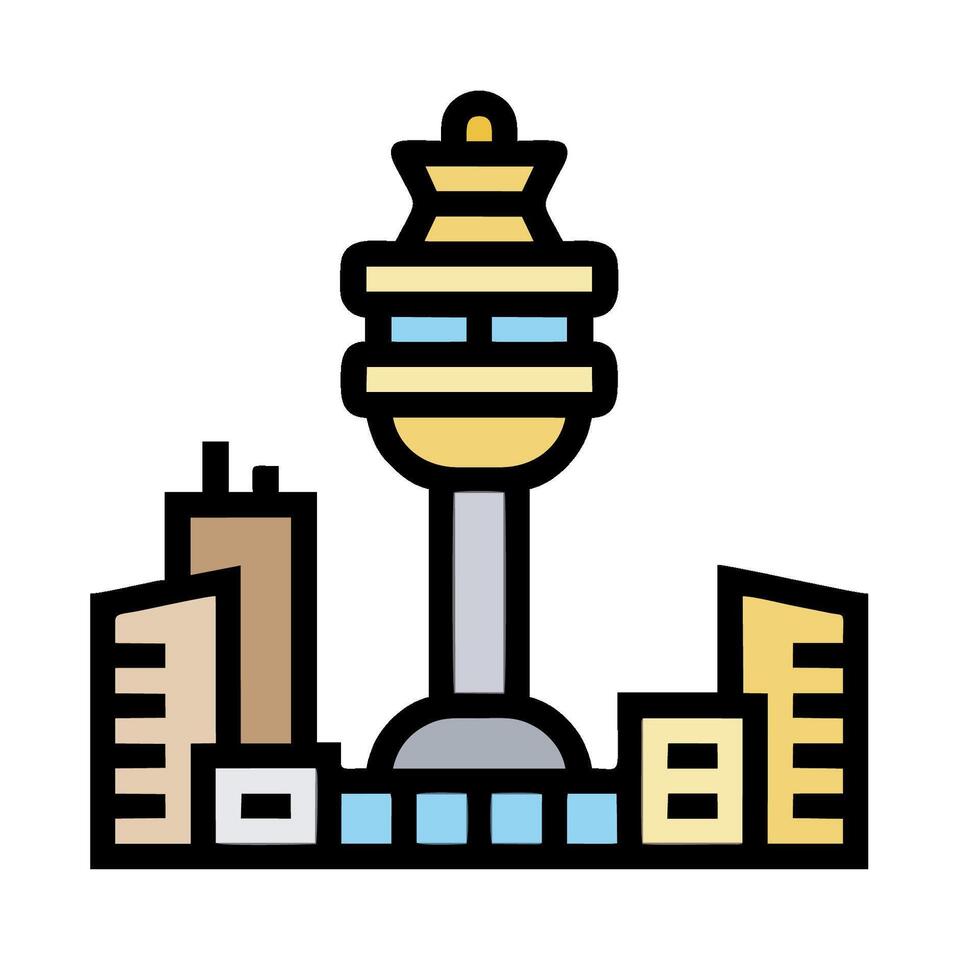 A city skyline with a tower in the middle vector