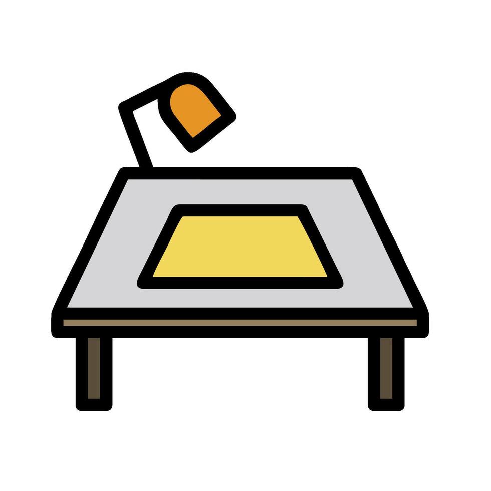 A table with a lamp and a piece of paper vector