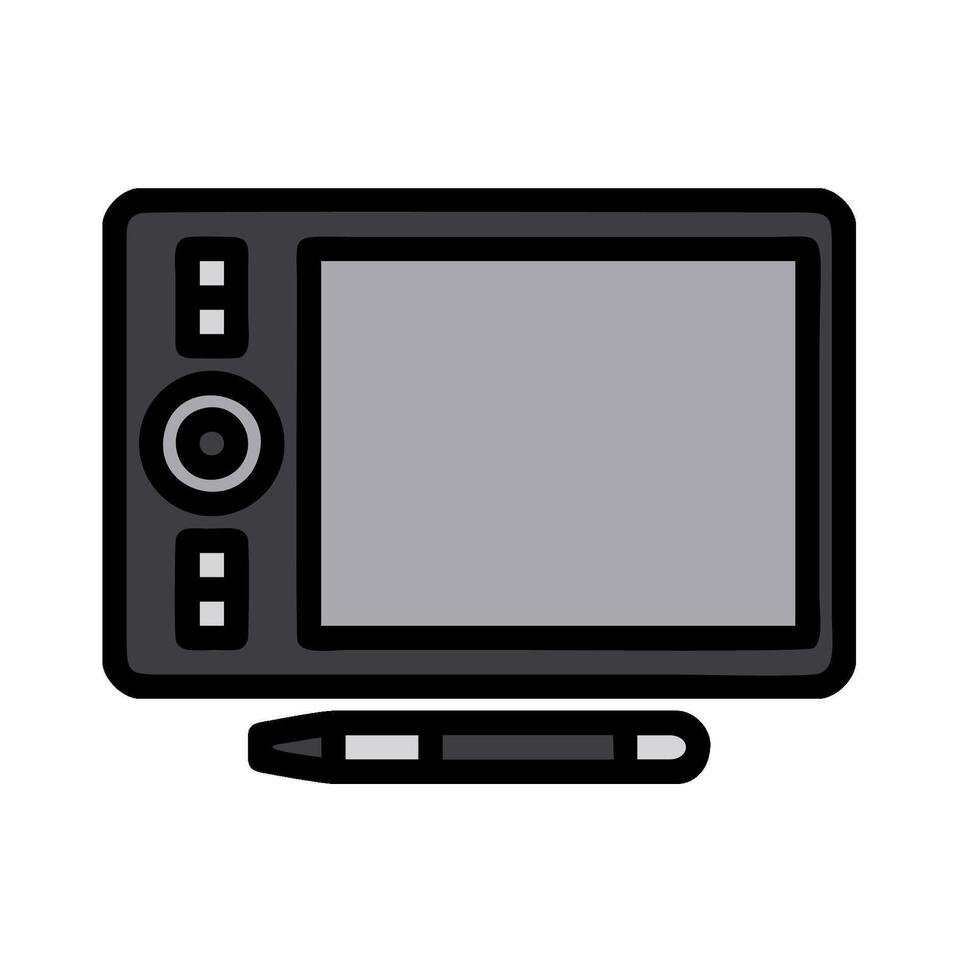 A black and white illustration of a tablet computer vector