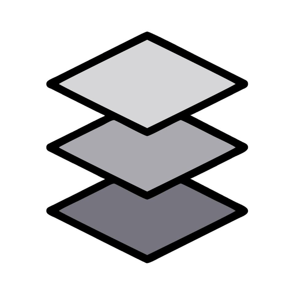 A black and white logo of a stack of three cubes vector