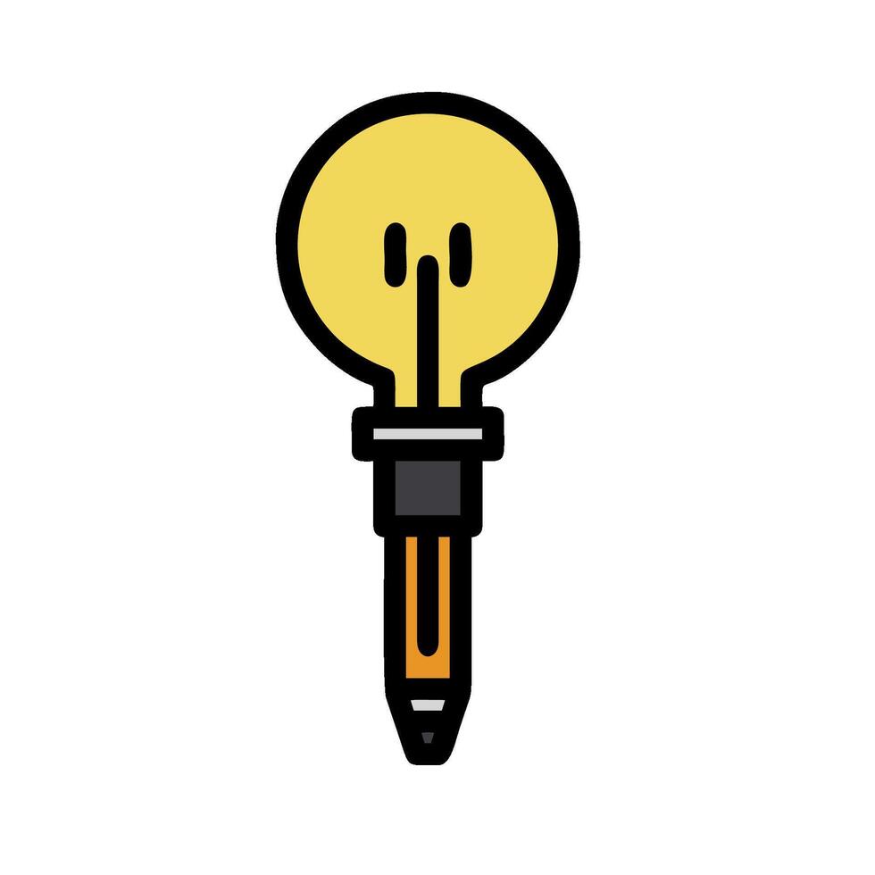 A light bulb with a pen on top of it vector