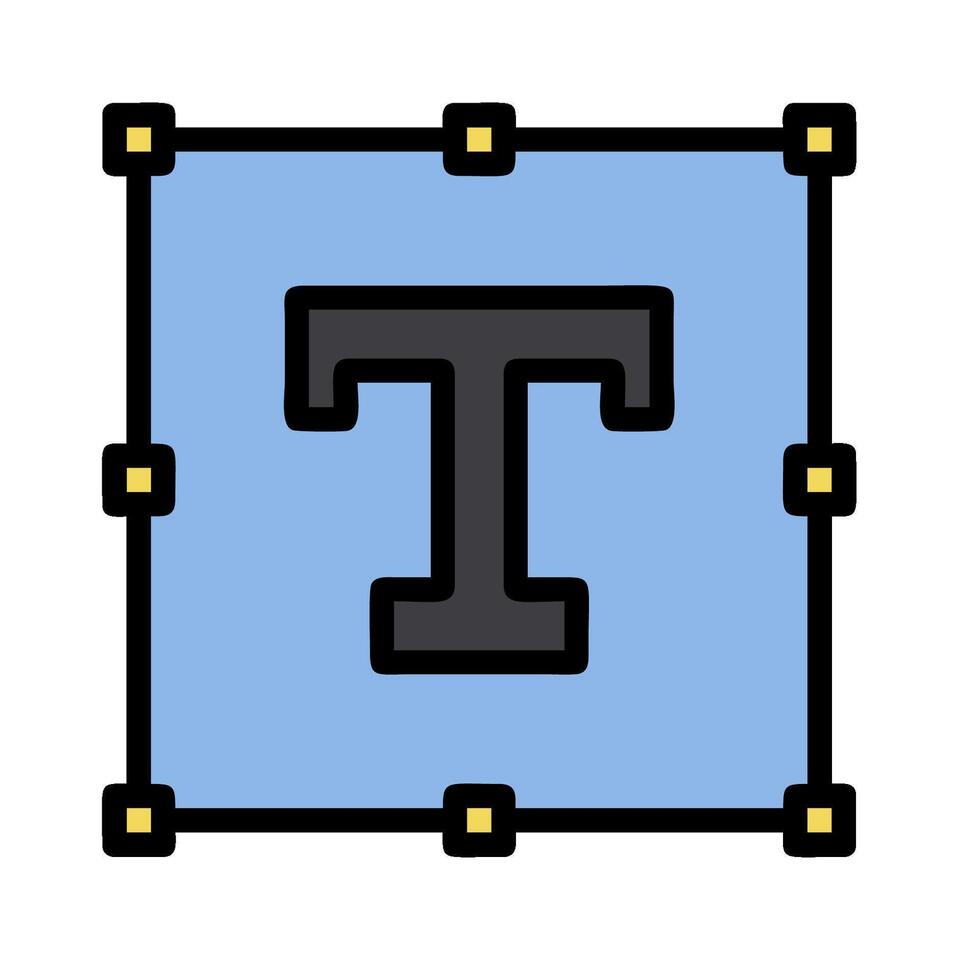 A blue square with a black letter t on it vector