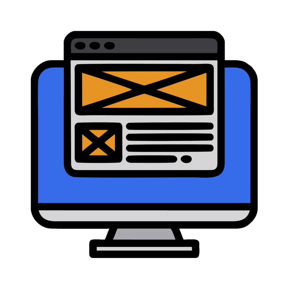 un computadora monitor con un correo electrónico icono en eso vector