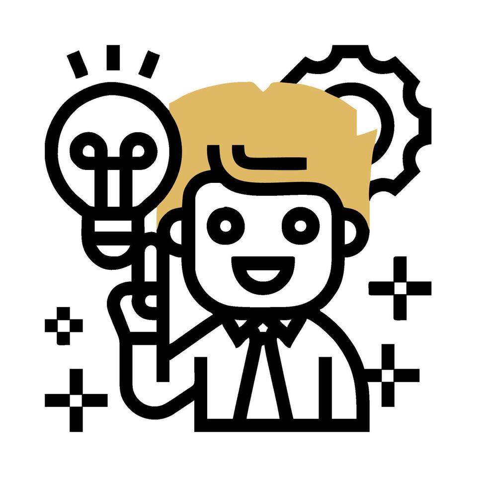 A man with a light bulb in his hand vector