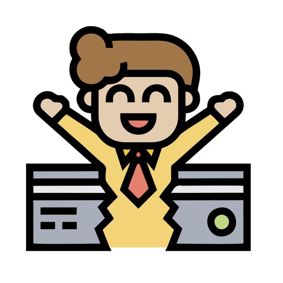Businessman with broken computer icon illustration vector