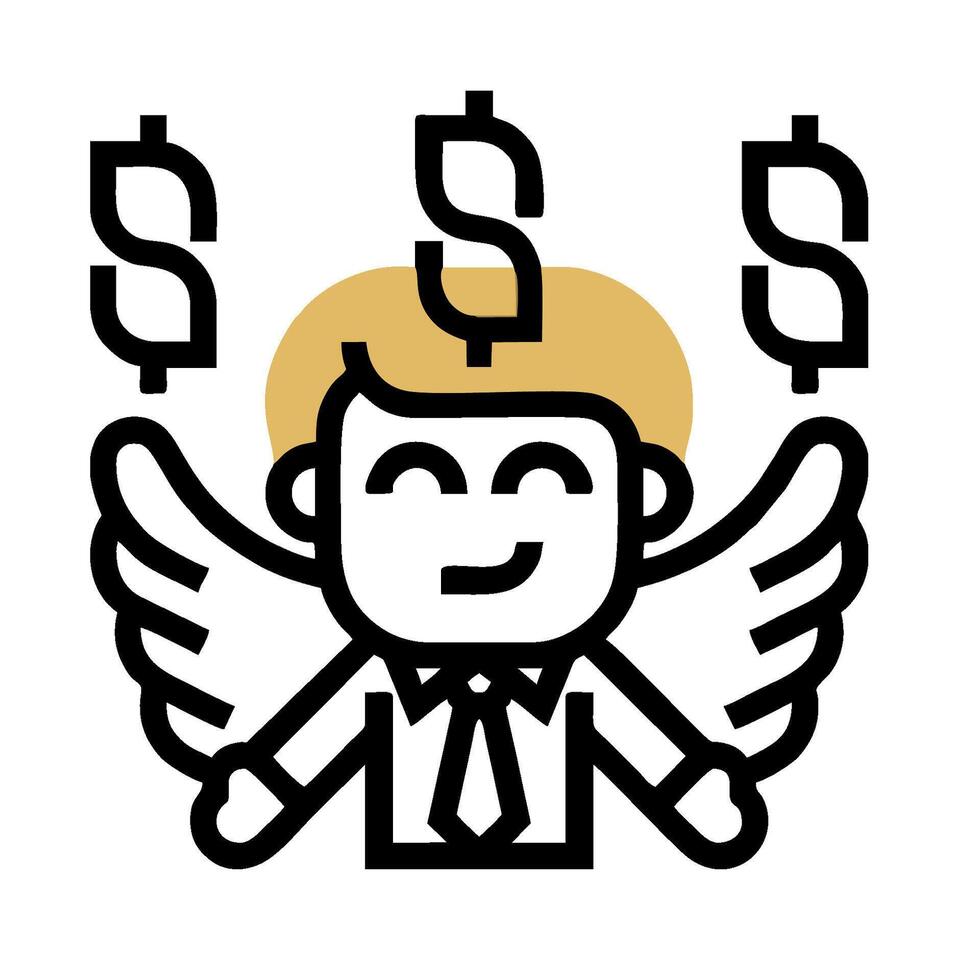 A cartoon man with wings and money signs vector