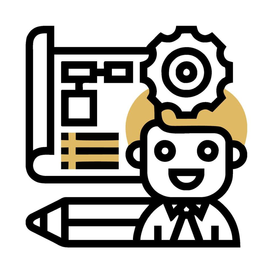 A man with a pencil and a computer in front of him vector