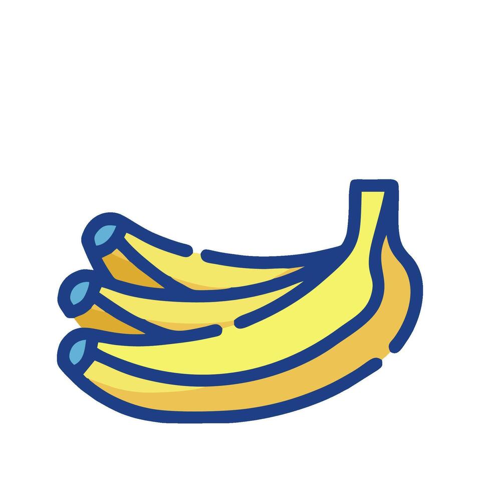Bananas on white background with blue outline vector