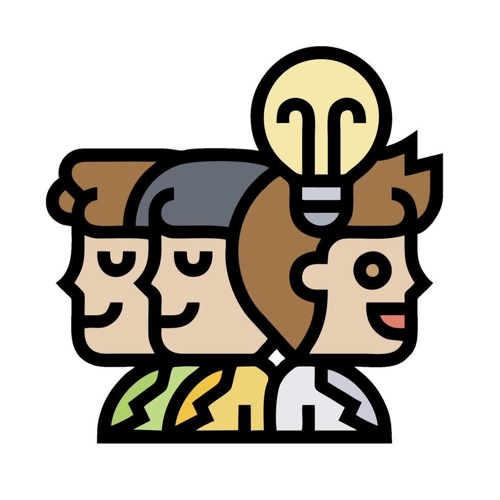 Three people with a light bulb above their heads vector