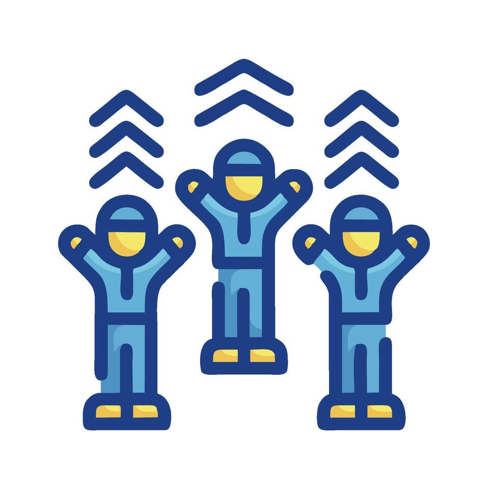 Three people standing in front of a blue background vector