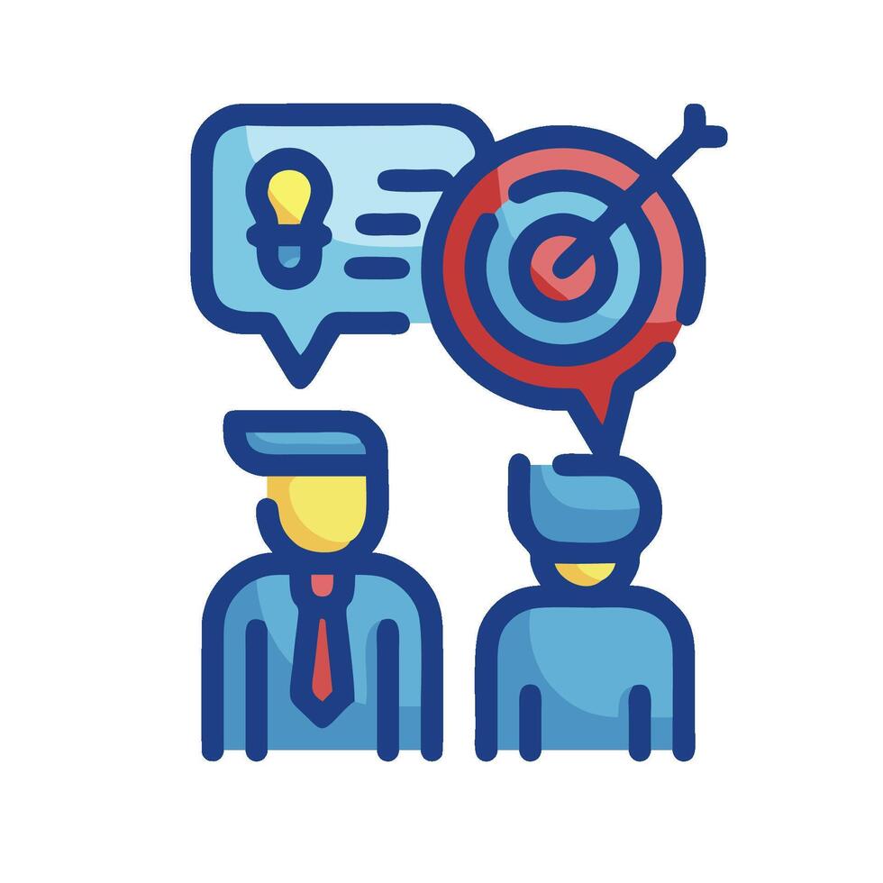 Business people with target and speech bubble vector