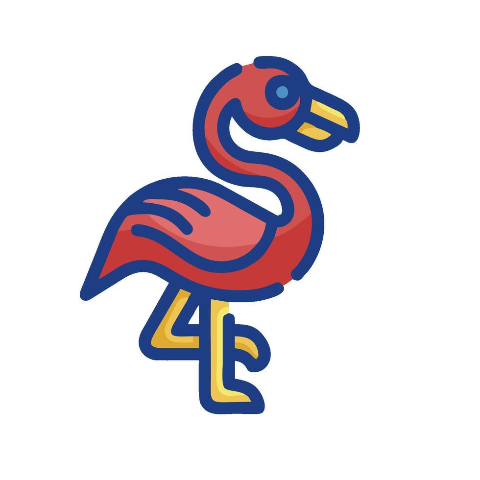 A red flamingo with blue and yellow feathers vector