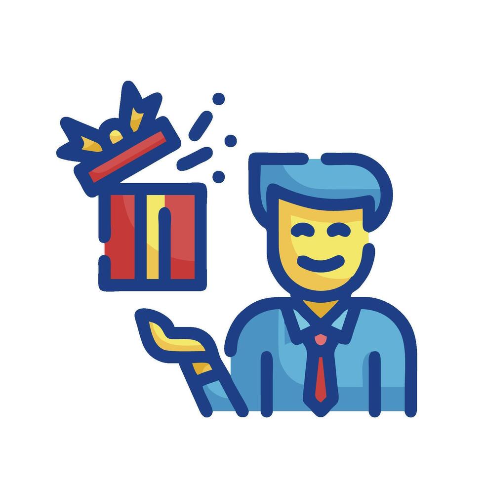 A man holding a gift box with a smile vector