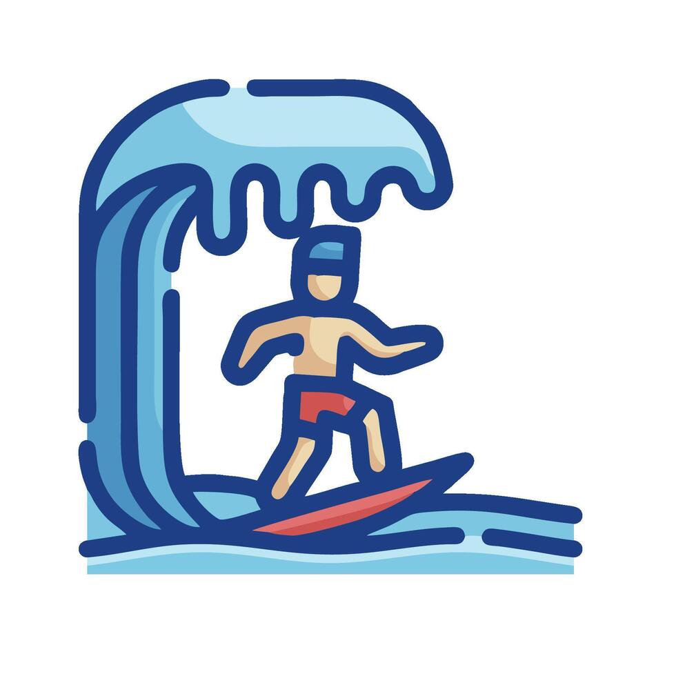 Surfer on wave icon vector