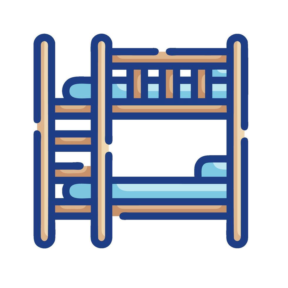 Bunk bed with blue and white stripes vector