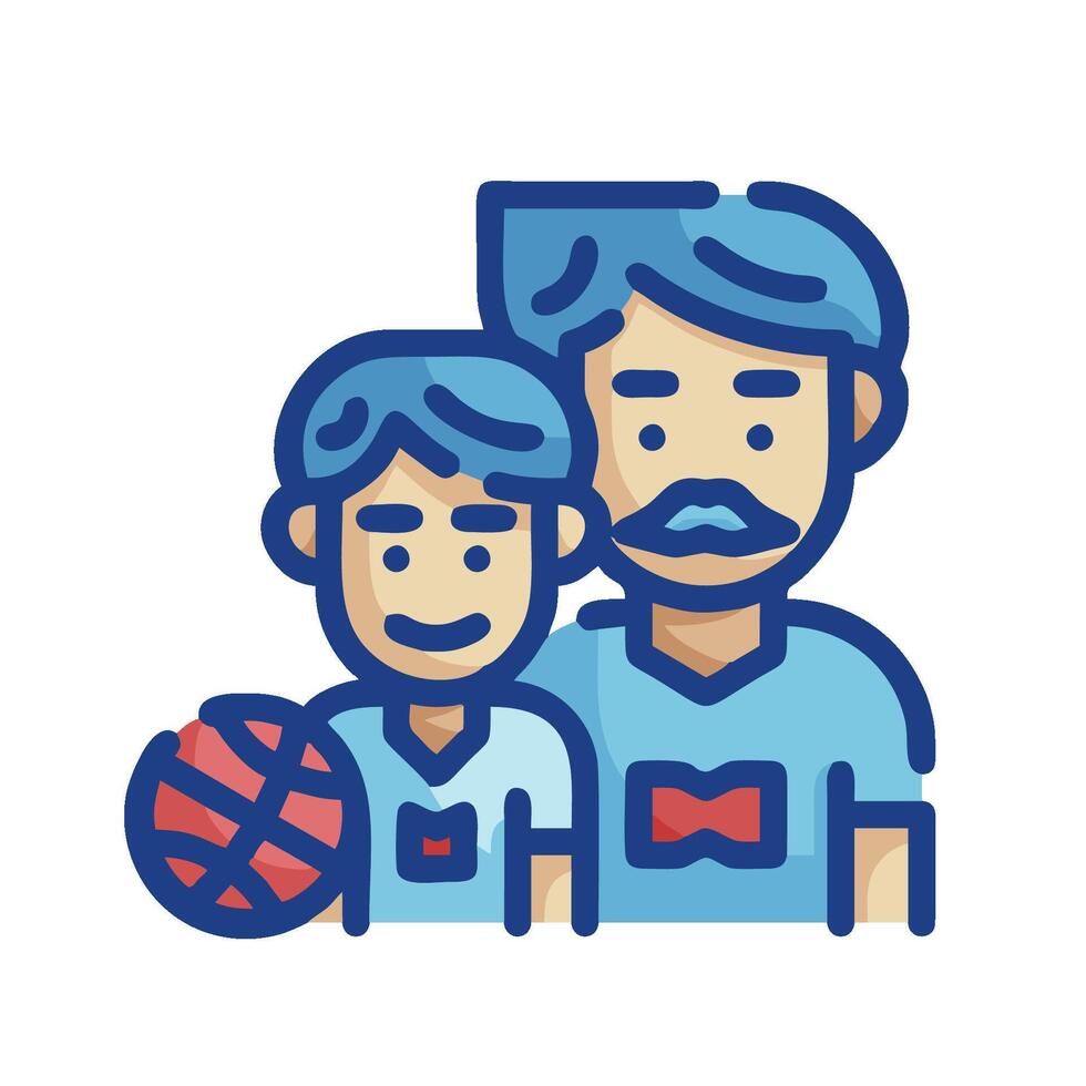 Father and son with basketball icon vector
