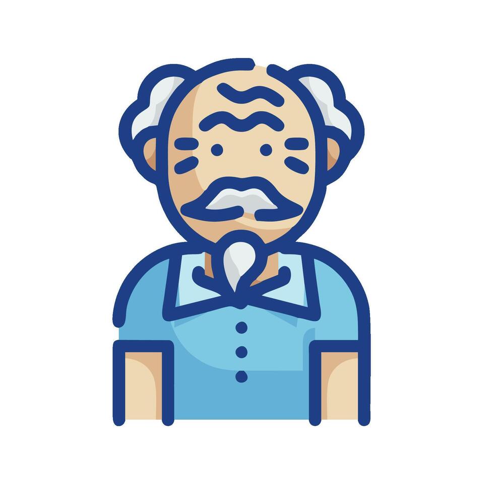 An old man with a mustache and a blue shirt vector