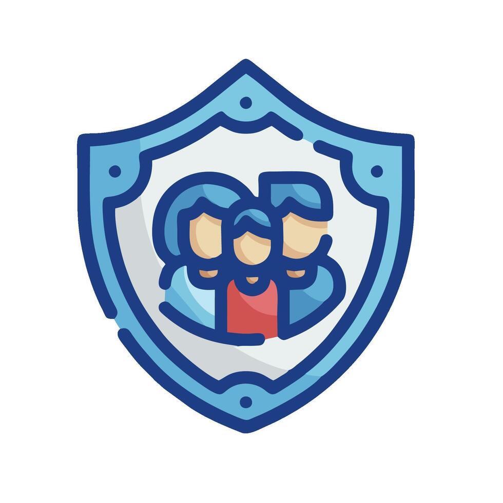 A shield with two people inside it vector