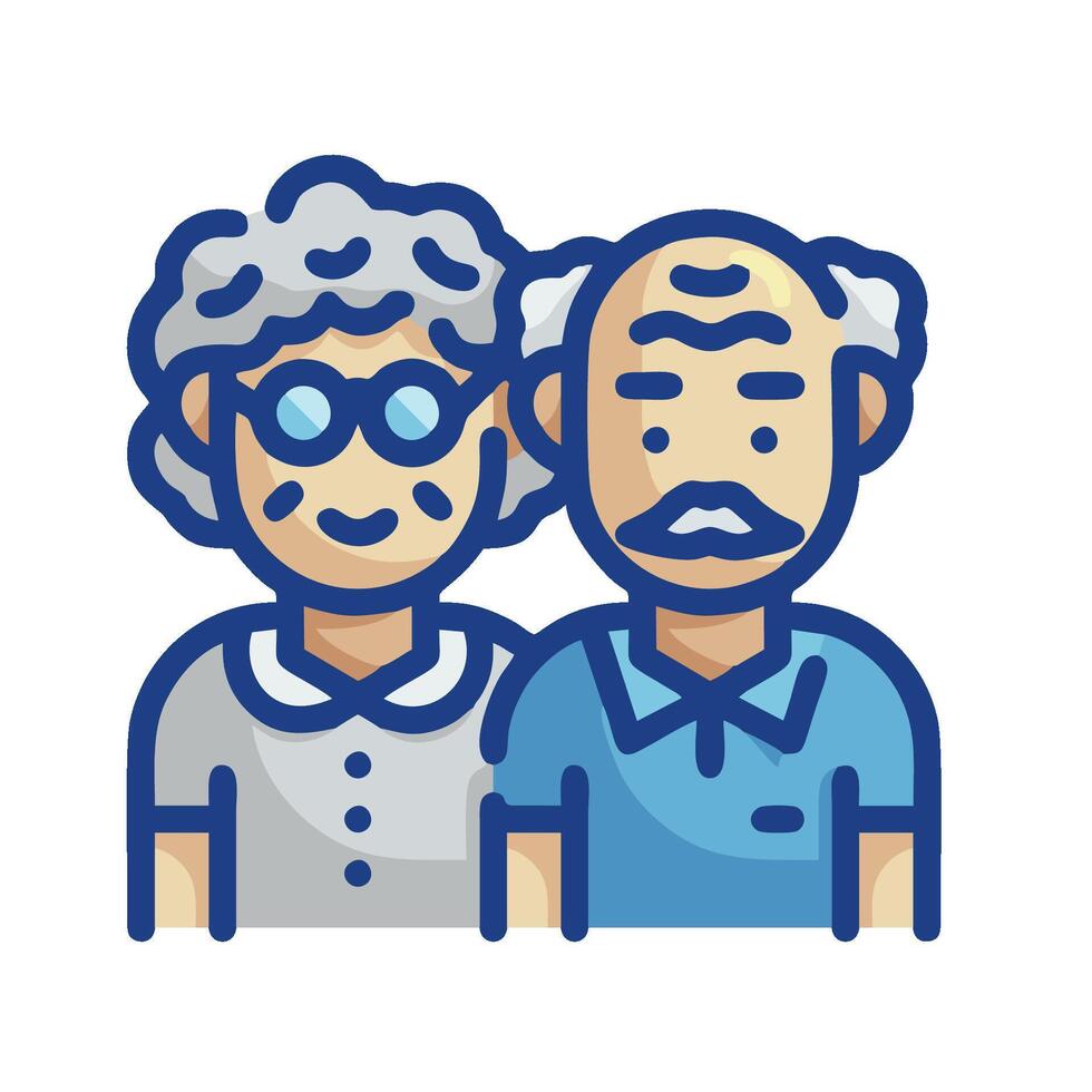 An elderly couple with glasses and a mustache vector
