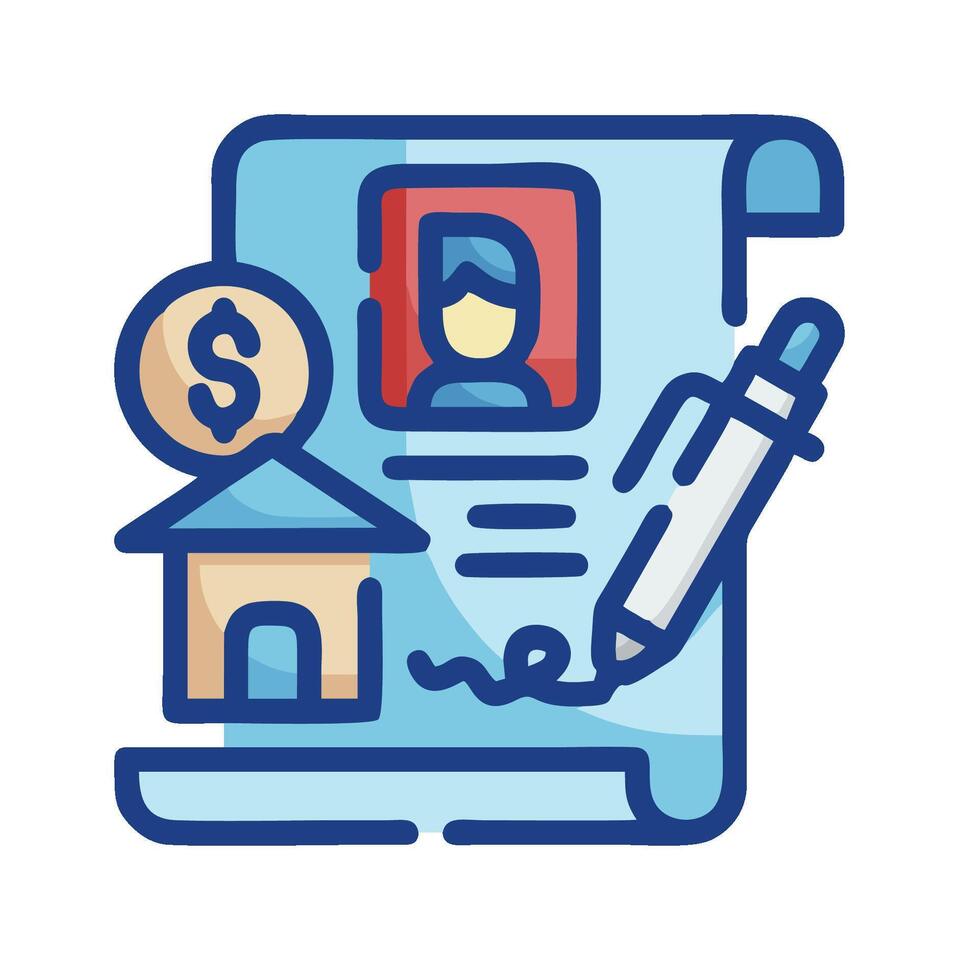 A house with a pen and a dollar sign vector