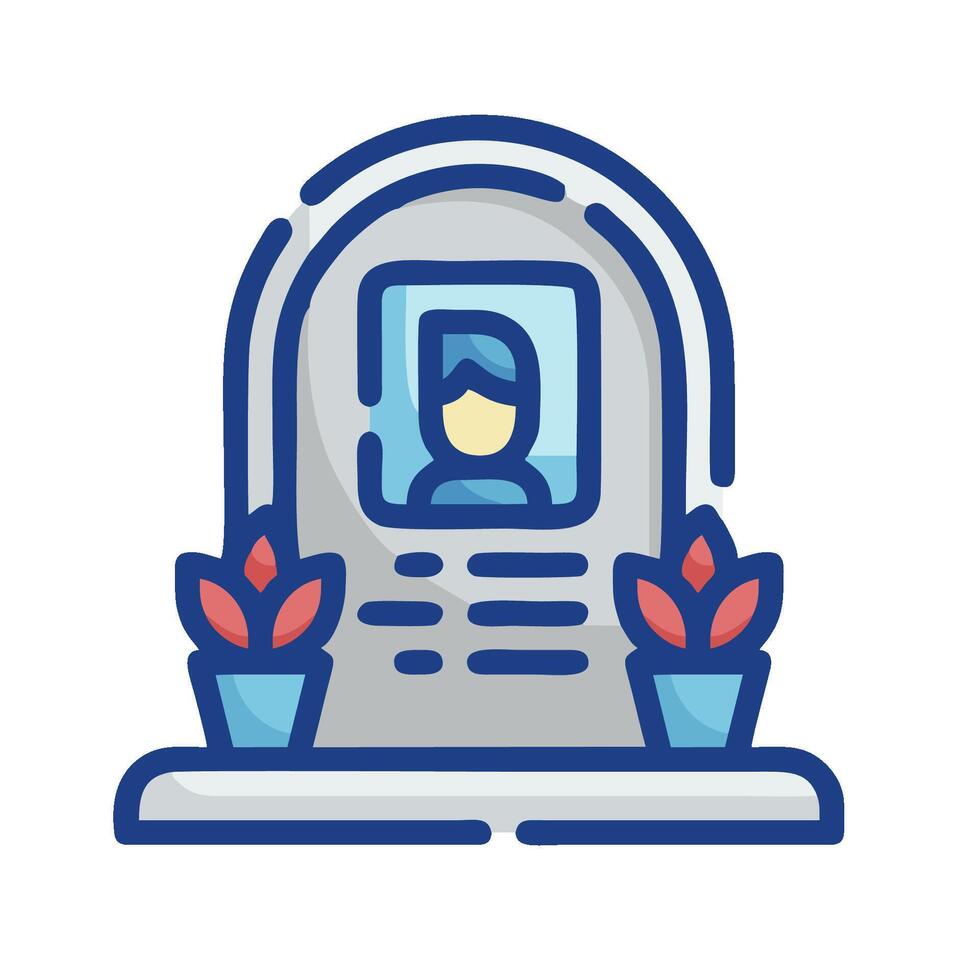 A tombstone with a picture of a person inside vector