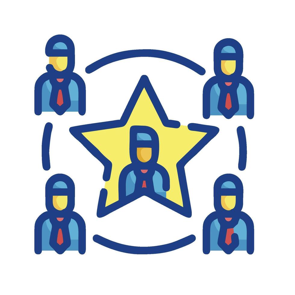 A star with people around it, with a star in the middle vector