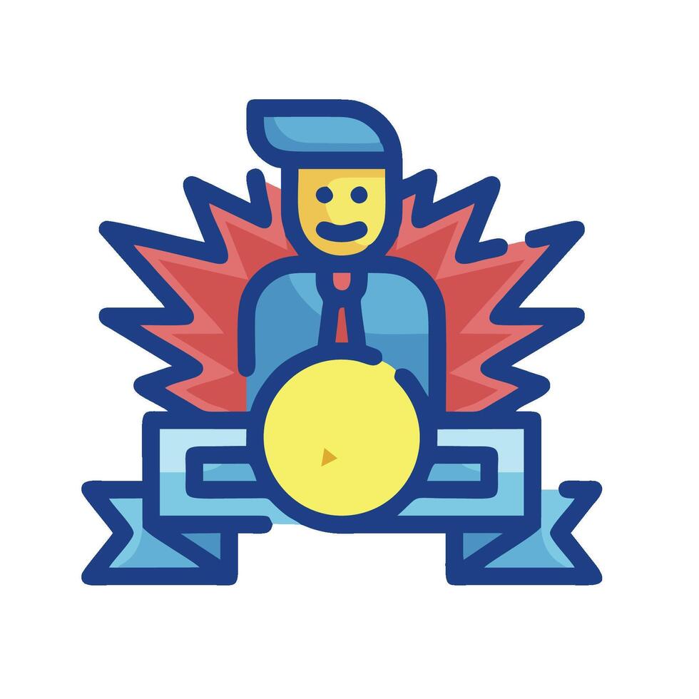 A cartoon man with a ribbon and a blue and yellow background vector