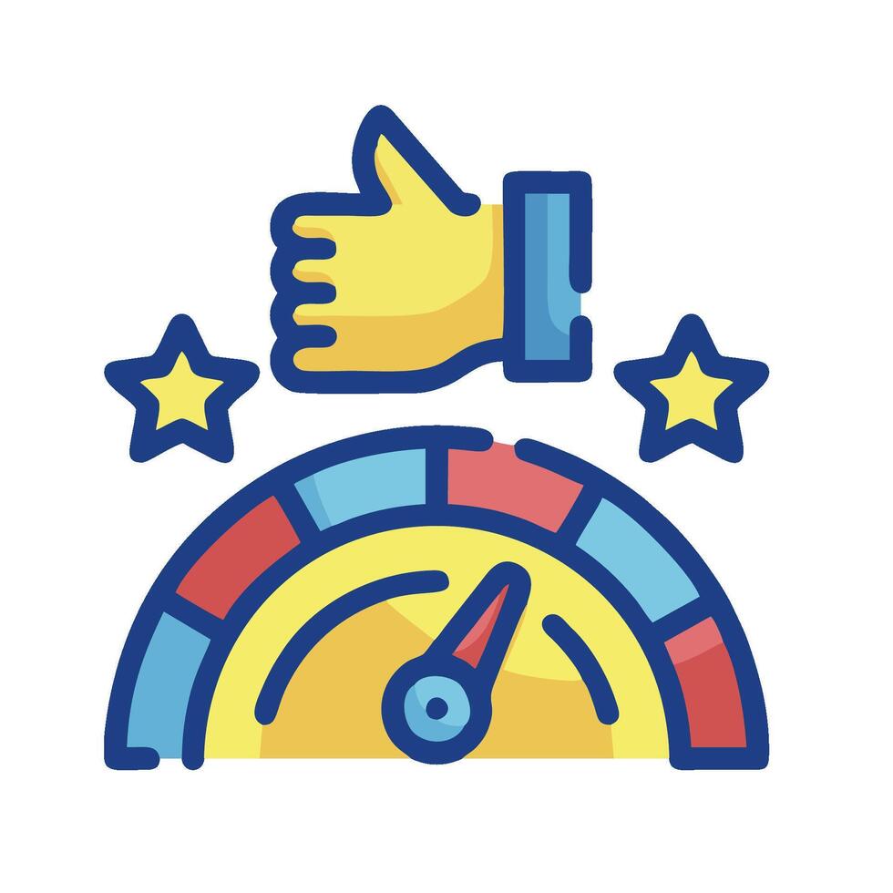 A hand giving a thumbs up to a speedometer vector