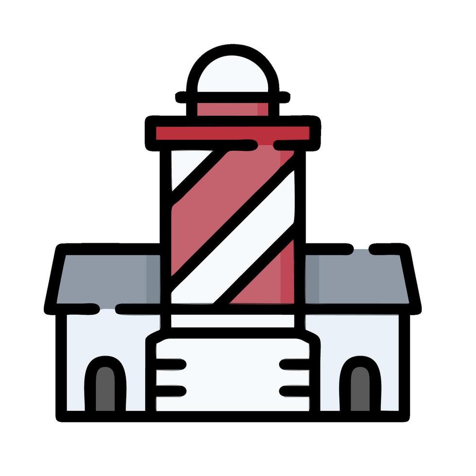 A lighthouse with a red and white striped pole vector