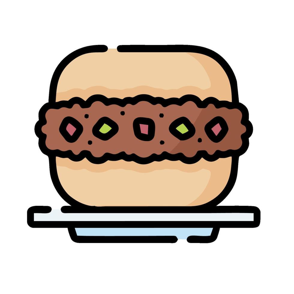 A hamburger is shown on a plate vector