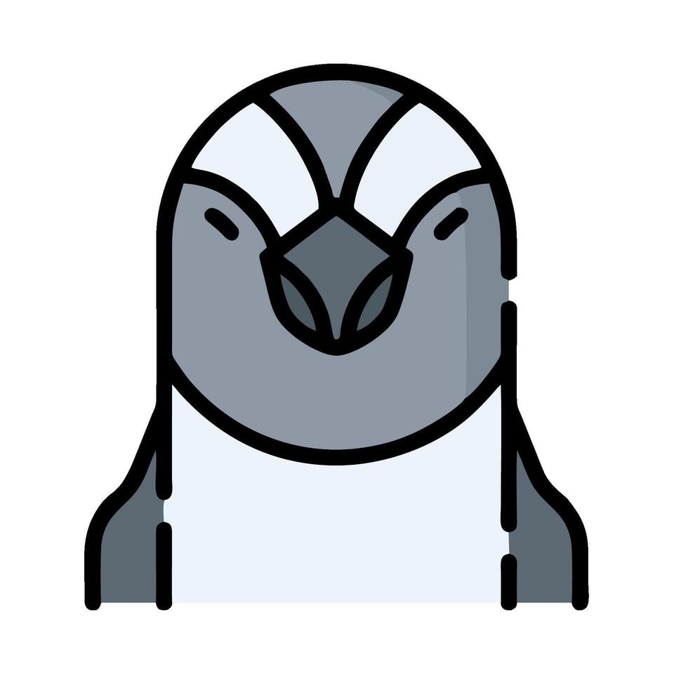 A penguin is shown in a flat line style vector