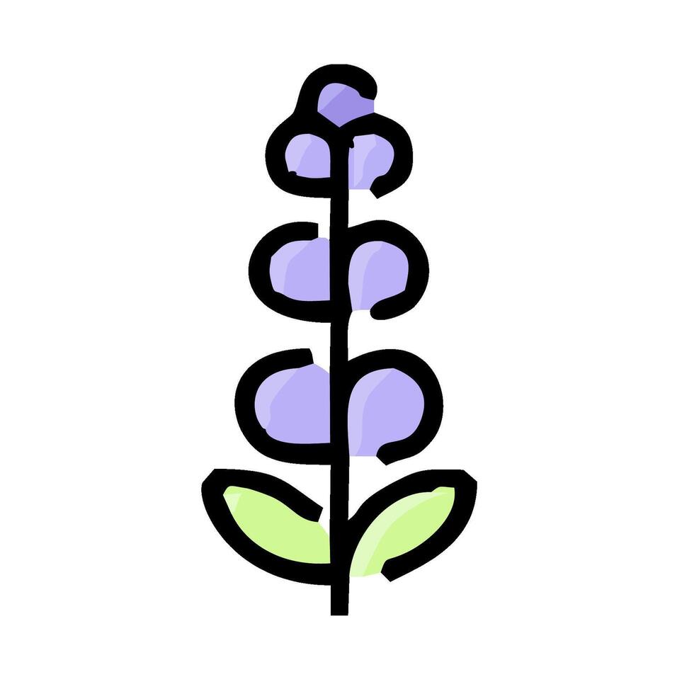 A purple flower with green leaves on it vector