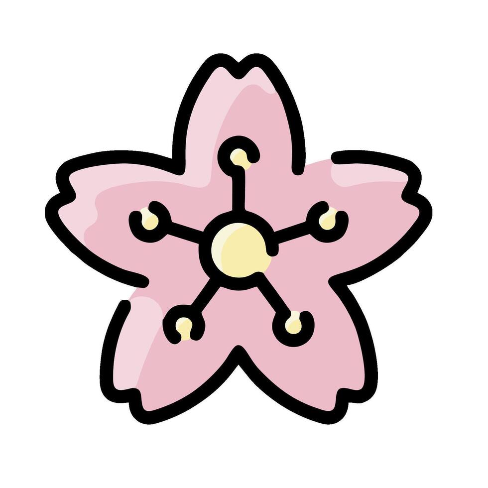 A pink flower with yellow centers on a white background vector