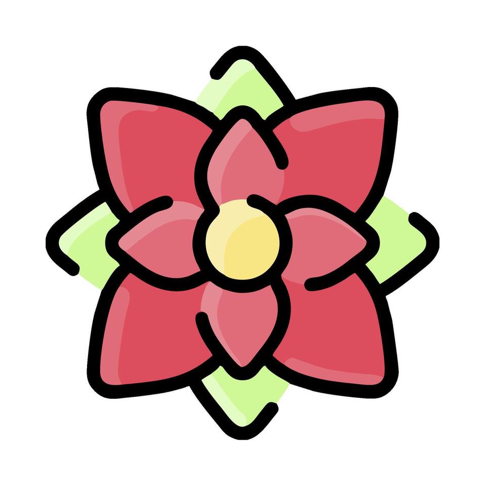 A red flower with green leaves on it vector