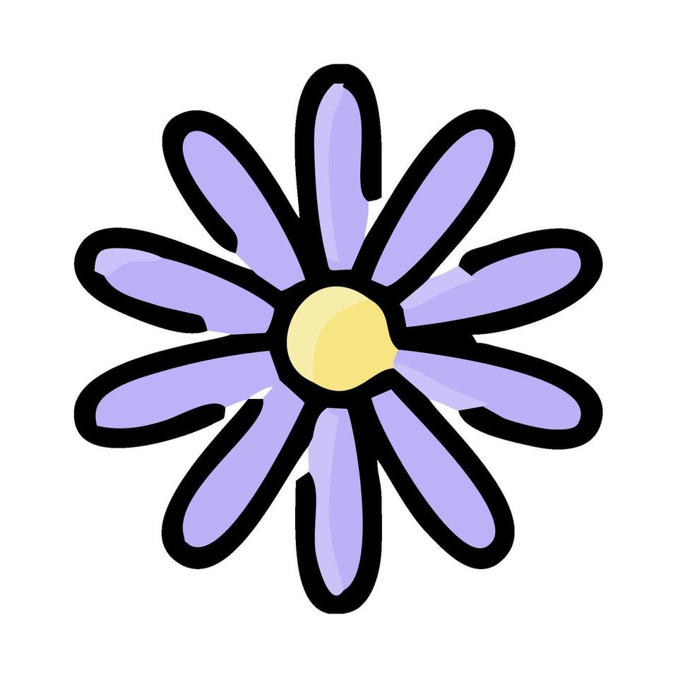 A purple flower with yellow center on a white background vector