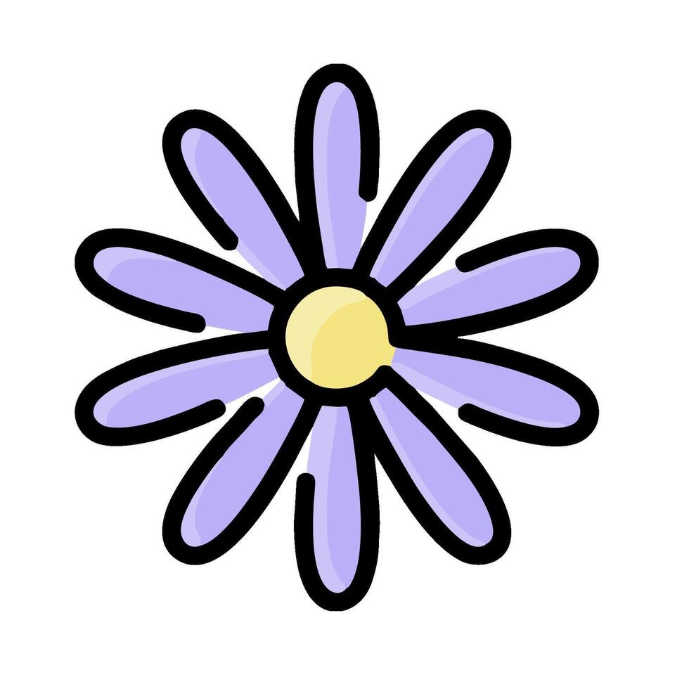 A purple flower with yellow center on a white background vector
