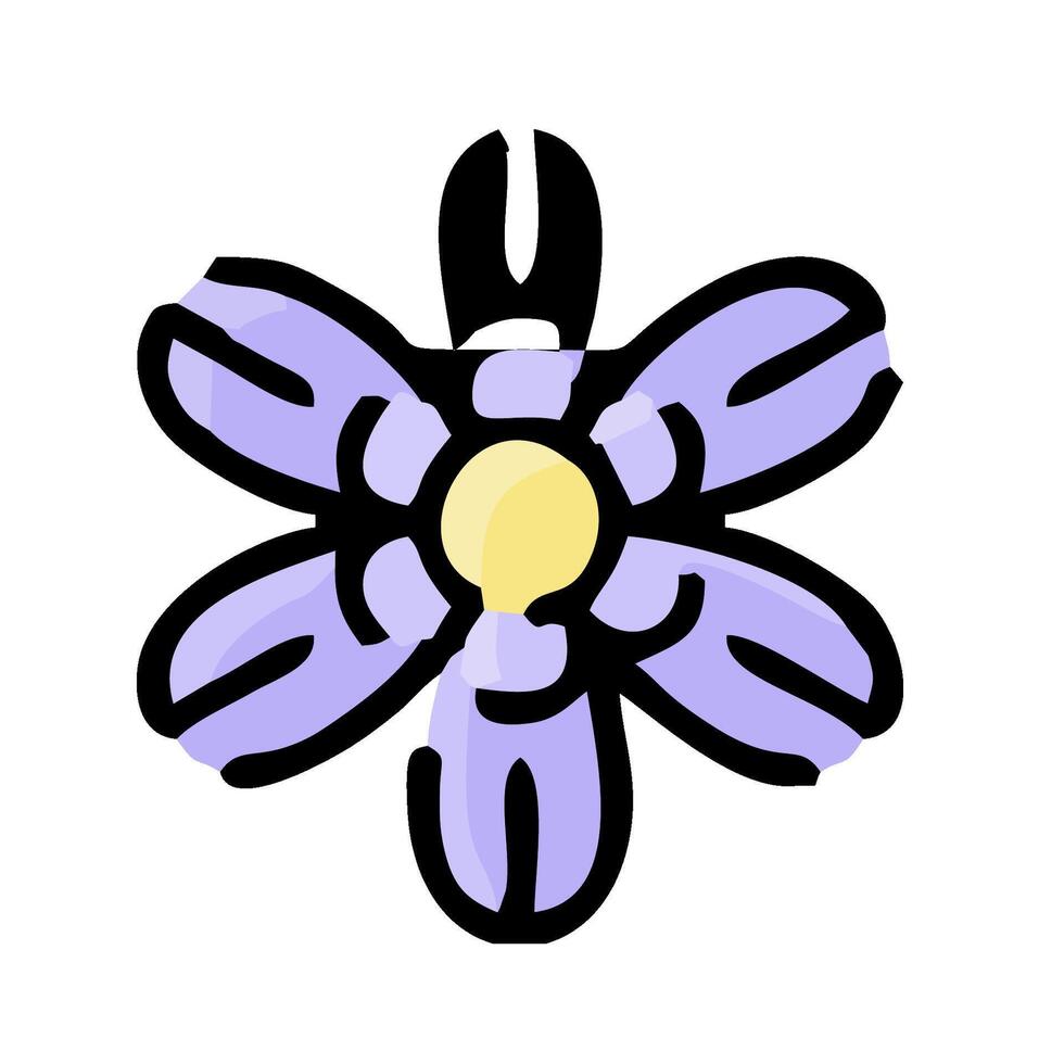 A purple flower with yellow center on a white background vector
