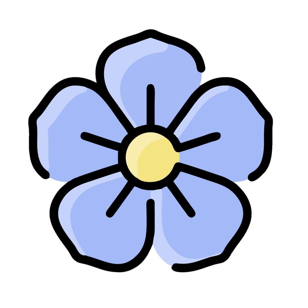 A blue flower with yellow center on a white background vector