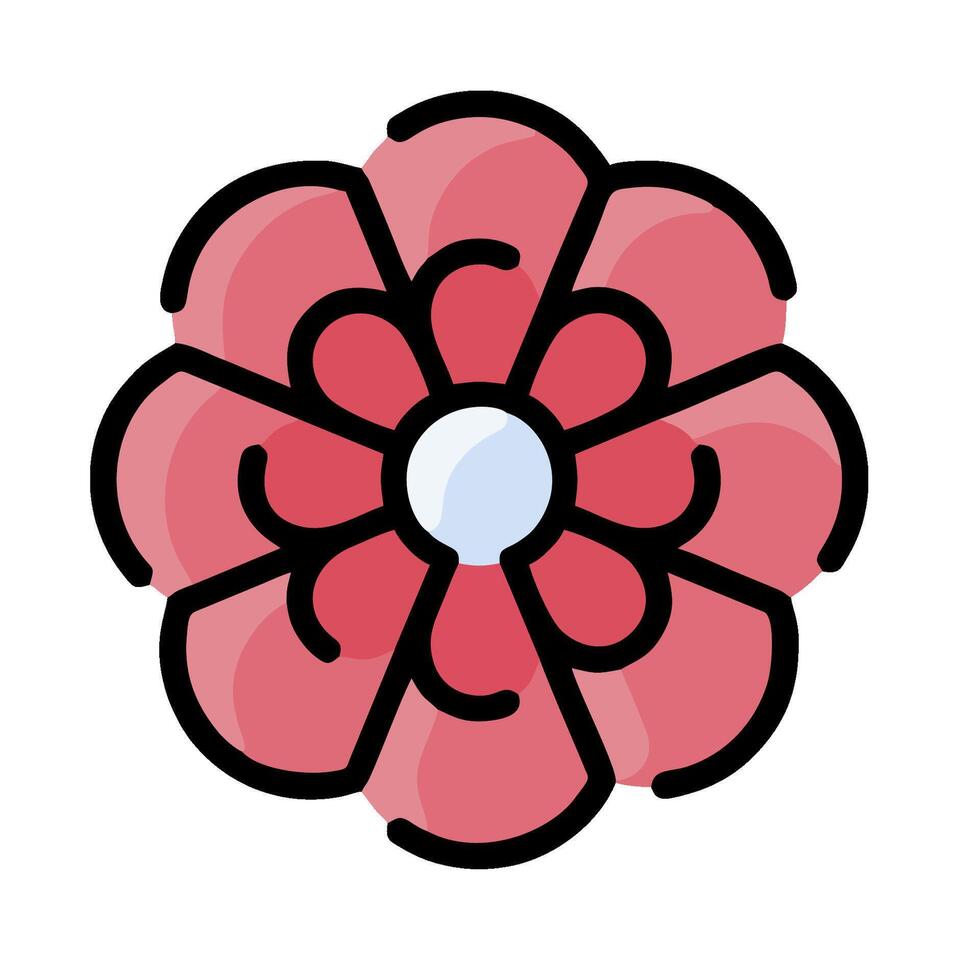A red flower with a white center vector