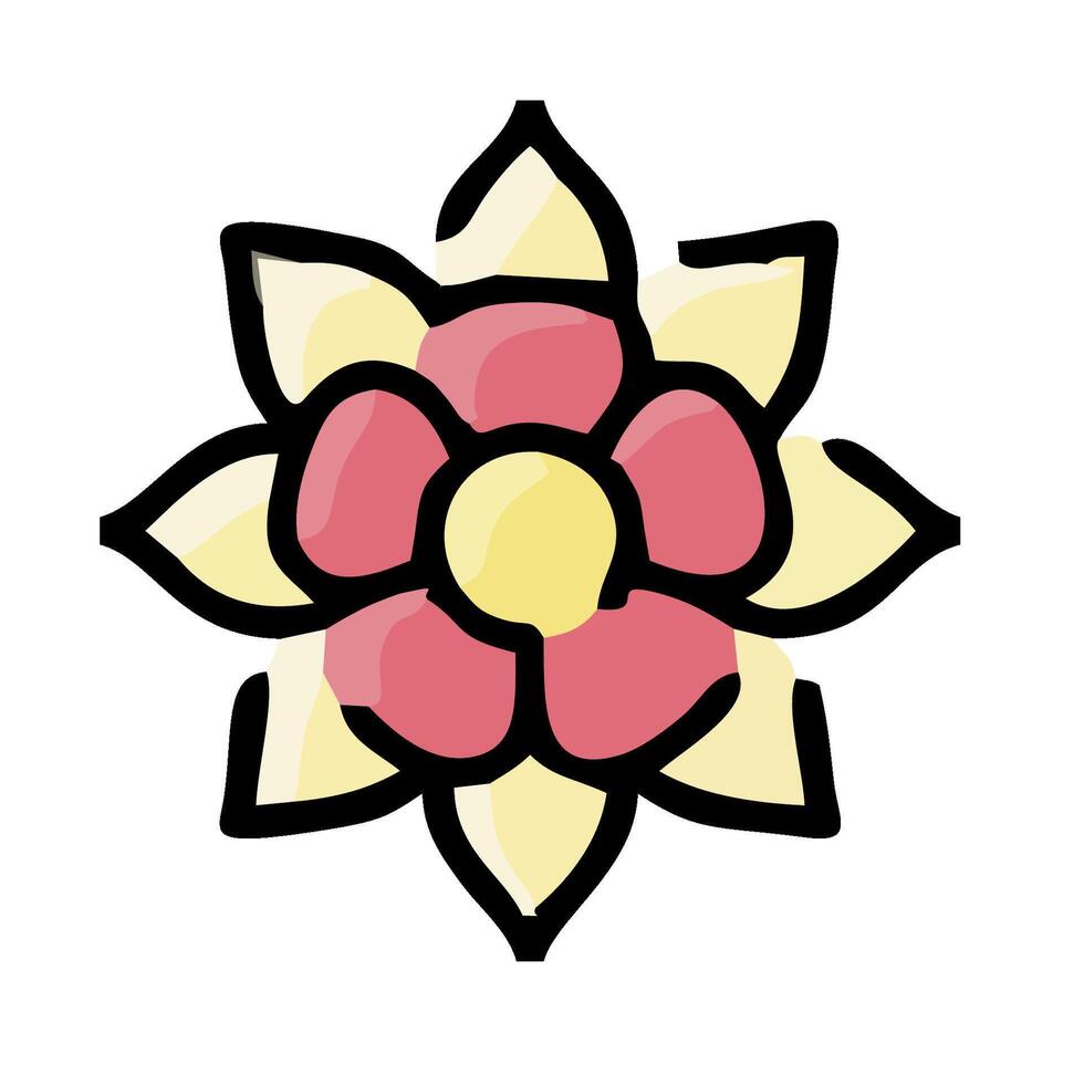 A flower with a yellow center and pink petals vector