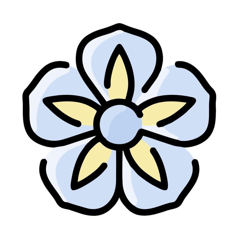 A blue flower with yellow petals on a white background vector