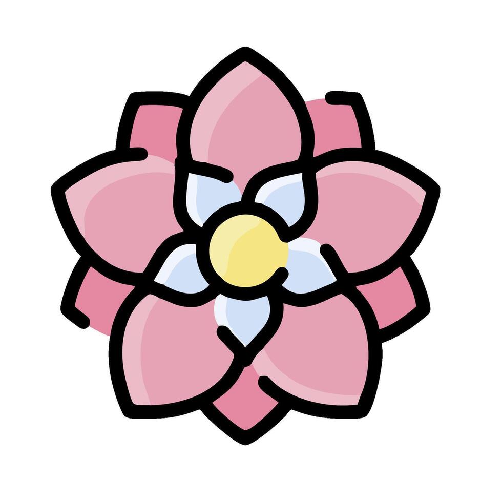 A pink flower with a yellow center vector