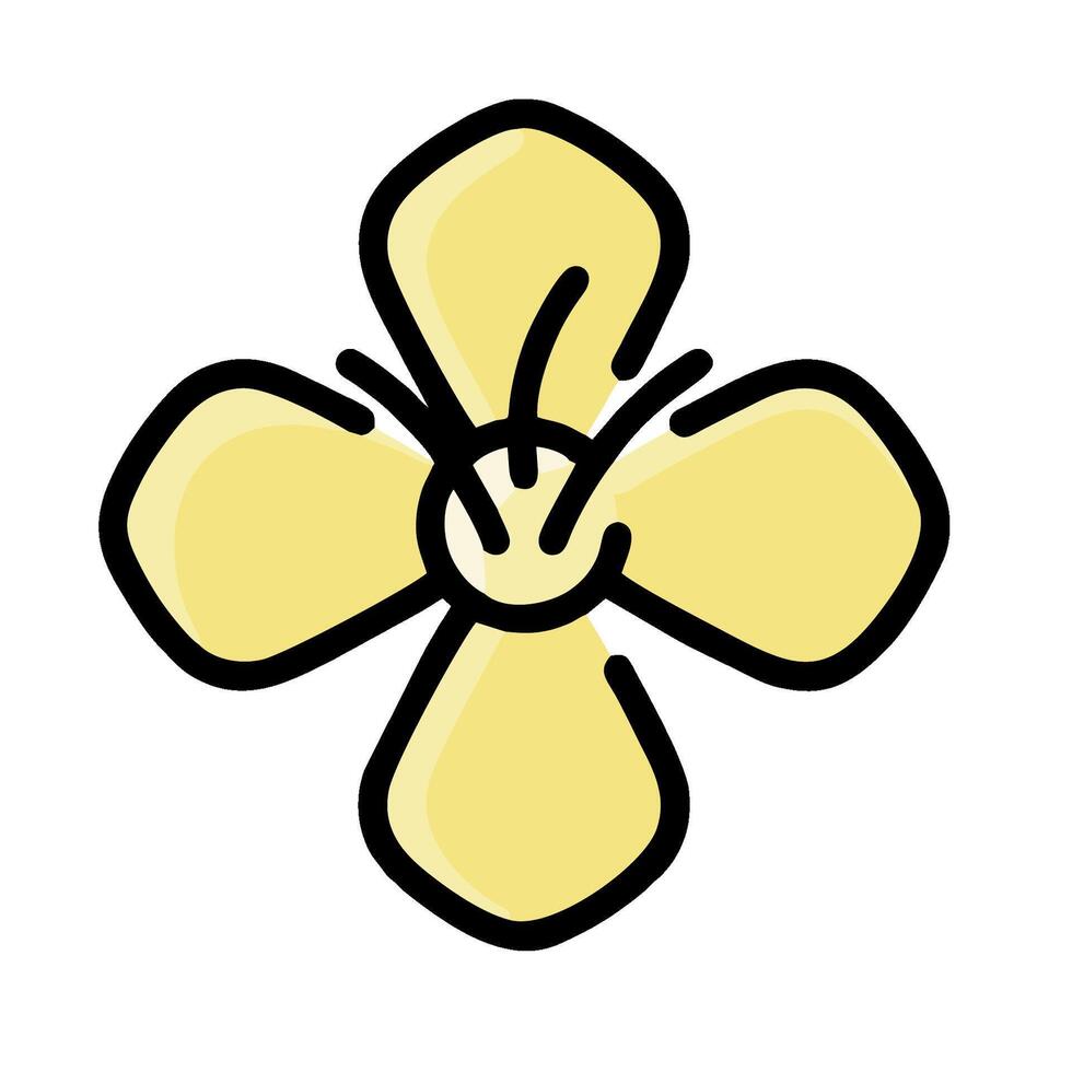 A yellow flower with four petals vector