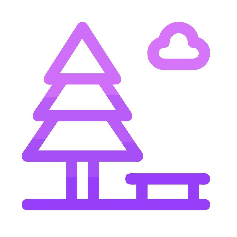 A purple icon of a tree and bench vector