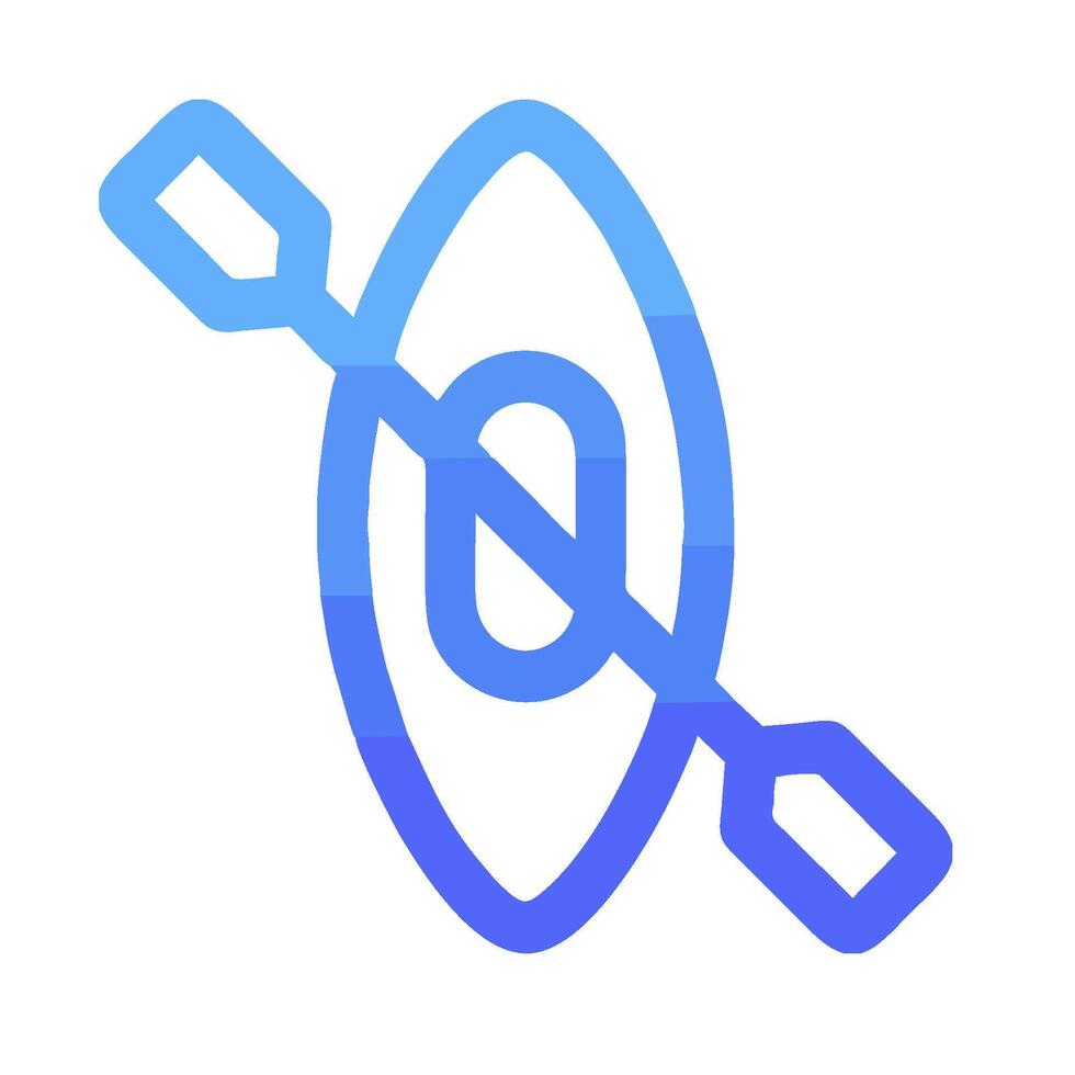 A blue and white logo with a paddle and a boat vector