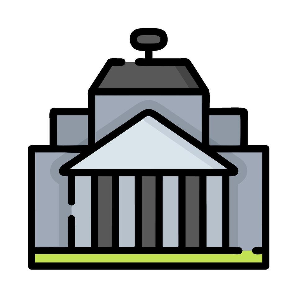 The capitol building is shown in a flat line icon vector