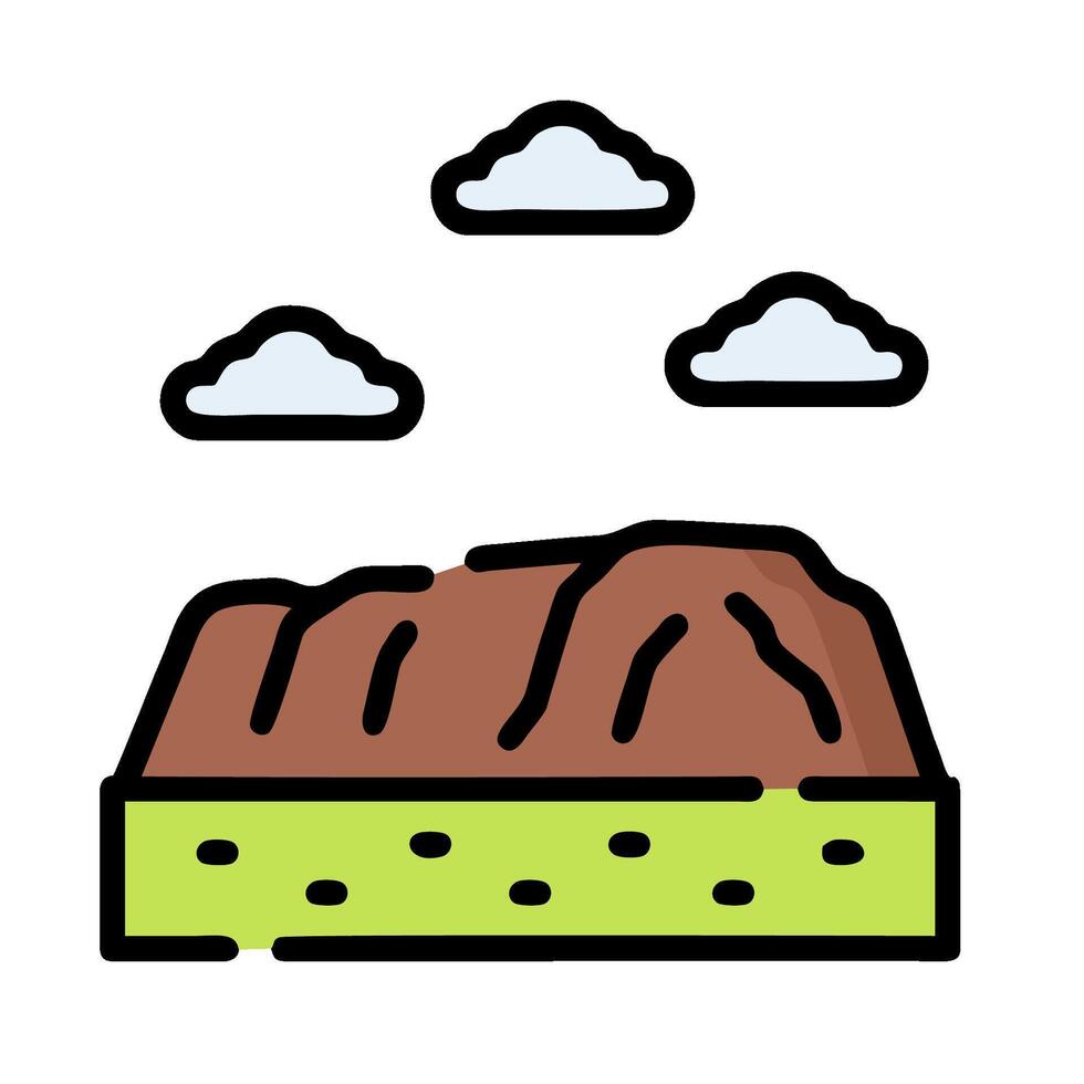 A mountain with clouds and grass on it vector