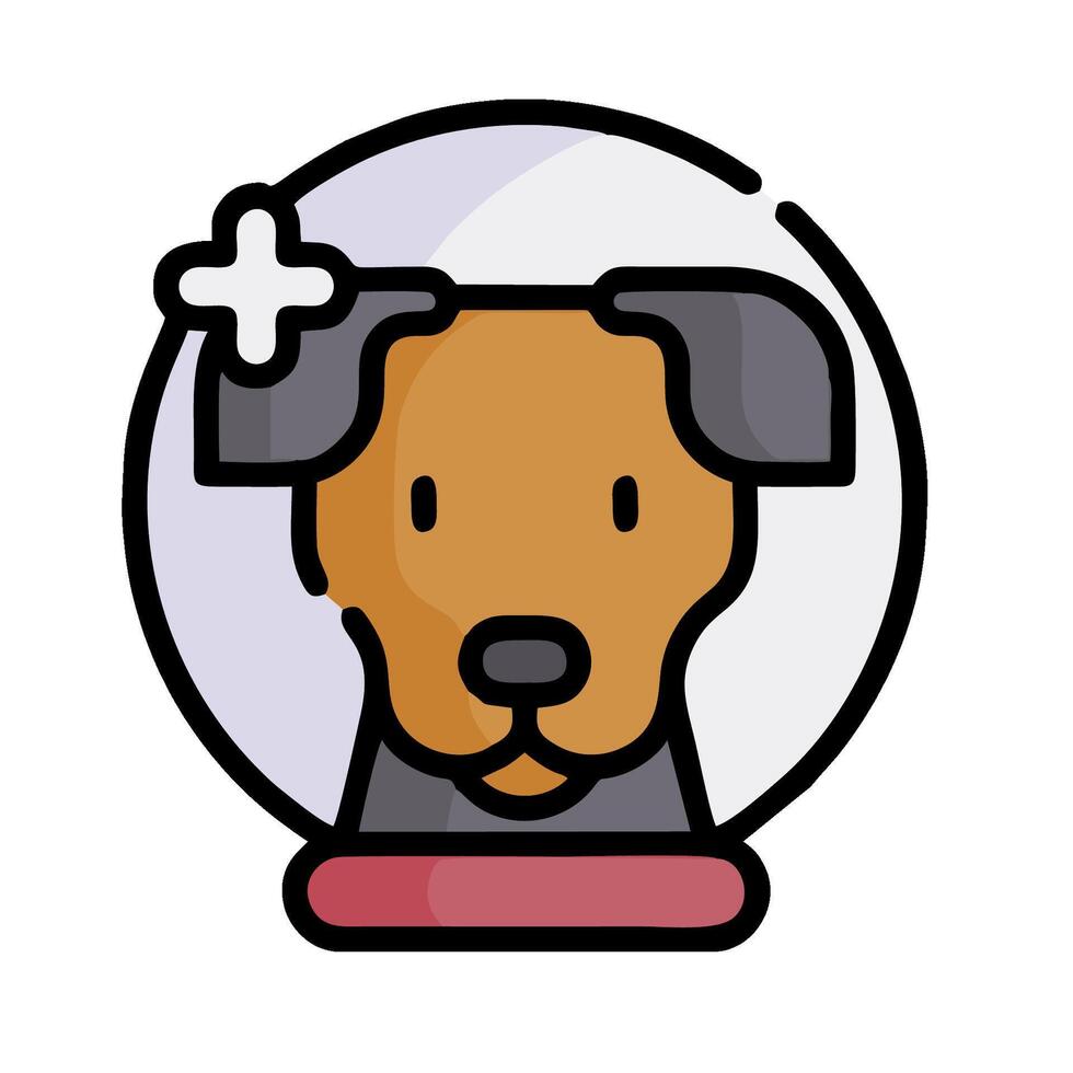 A dog in a glass bowl with a cross on it vector