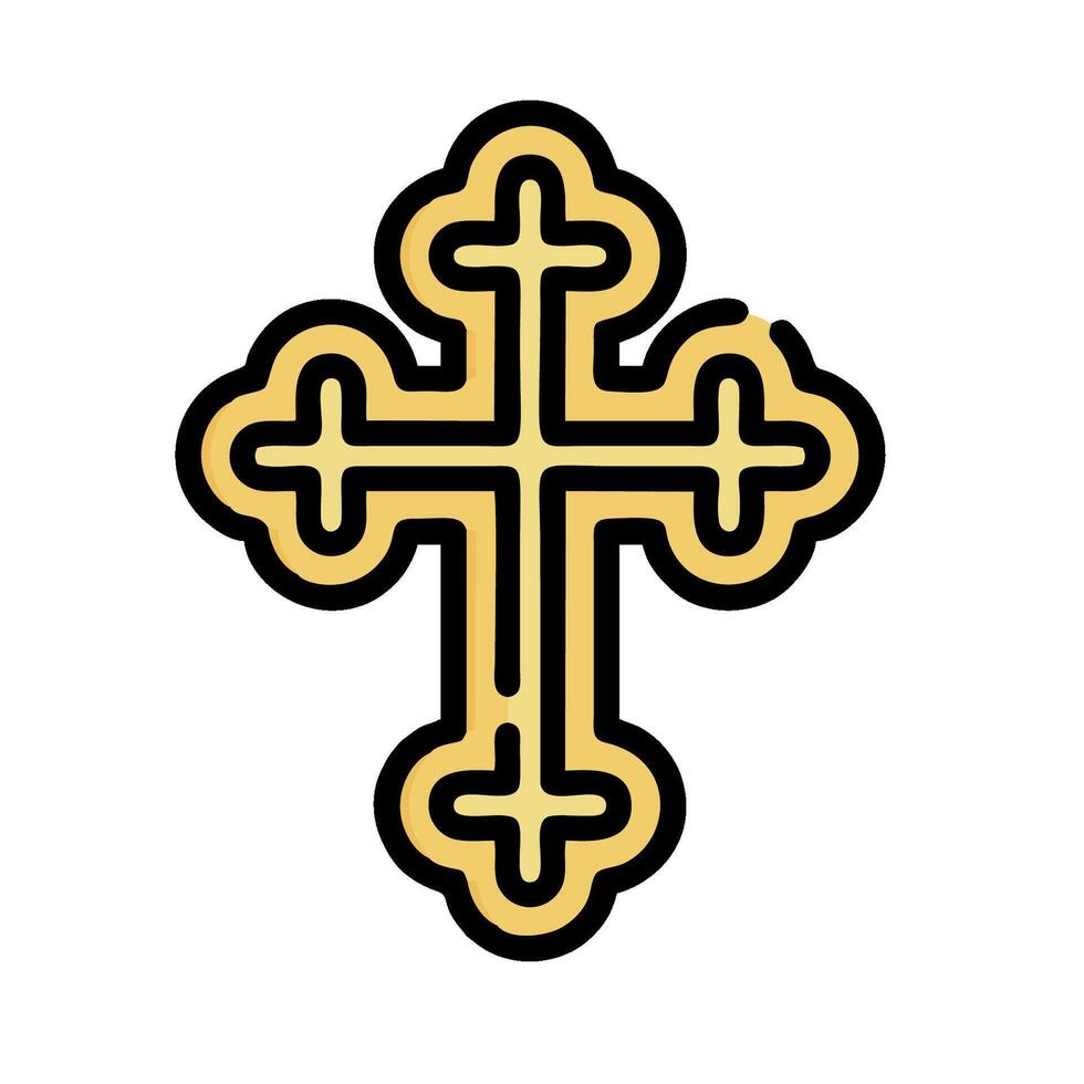 A cross with a gold and black design vector